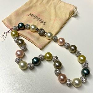 NWT Modtal Bijoux Pearl choker necklace with pave magnetic closure